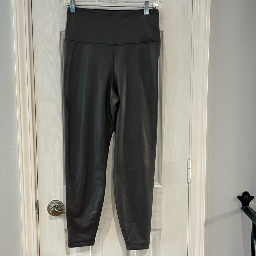 Yogalicious Faux
Leather Gray Lady Love Ankle High Rise Leggings Tights Medium
